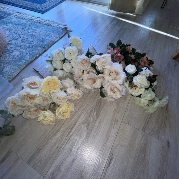 Large Lot Cream White Pink Yellow Roses Silk Flowers Bridal Prom Wedding Crafts Large Lot Cream White Pink Yellow Roses Silk Flowers Bridal  main image 2